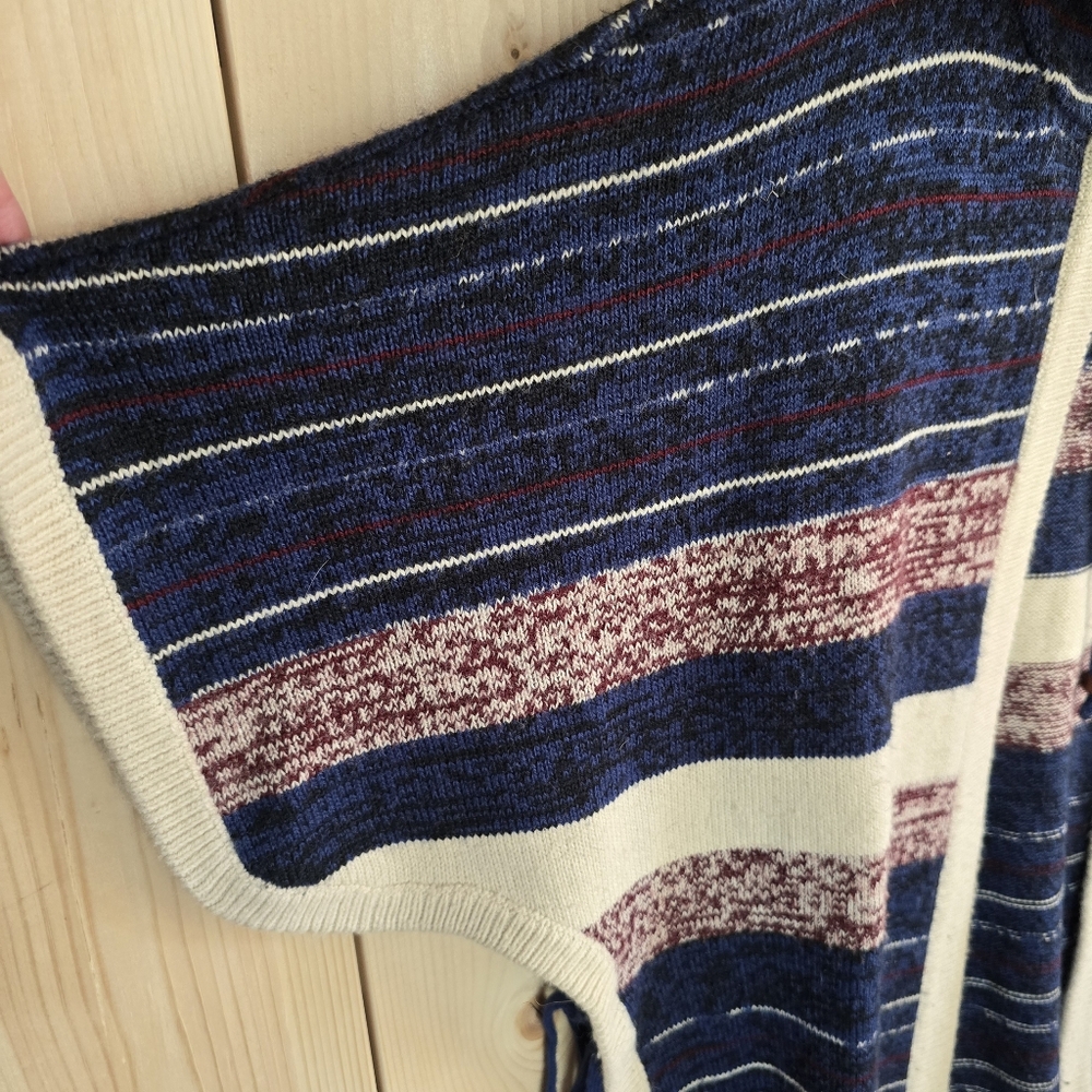 Stussy Hooded Cardigan Poncho Beaded Open Front Womens Large - Picture 10 of 13